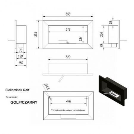 Биокамин настенный Kratki GOLF VERTICAL по цене 